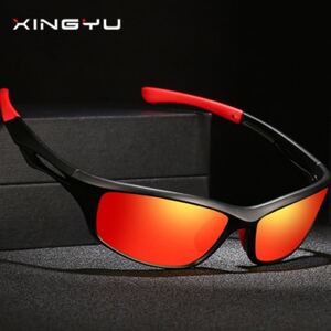 軽量ミラーサングラス☆UV400 オレンジ黒赤 スポーツ アウトドア マラソン 釣り 新品