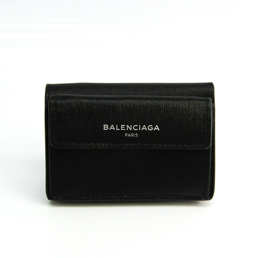 今ならほぼ即納！ 極美品 三つ折り財布　レザー　ブラック BALENCIAGA　バレンシアガ 折り財布