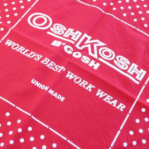 ★80s USA製 OSHKOSH B'GOSH ドット柄 コットン バンダナ 赤★01 ビンテージ ハンカチ ワーク ポルカ 水玉模様 レッド UNION MADE