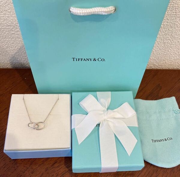 未使用 新品 正規品 ティファニー tiffany&co ネックレス ダブルリング ラージサイズ　シルバー ケース 巾着 紙袋 リボン リング