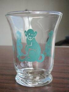 希少☆US50sビンテージ　アニマルプリント　タンブラーグラス猿/モンキー　USA　ビンテージ　タンブラー　グラス/動物