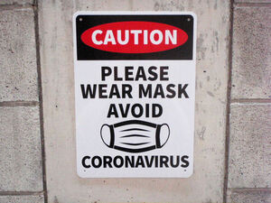 【警告・マスクを装着せよ】COVID-19他感染症コロナ対策に警告看板/USAF米空軍基地＆所さんの世田谷ベース風ガレージ小物/DAYTONAデイトナ