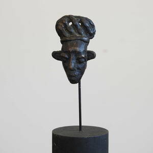 ◆ふるい 人面銅像 / ブロンズ 彫刻 プリミティブアート 民芸 民族 アフリカ 南洋 仏像 鍍金仏 マスク 仮面