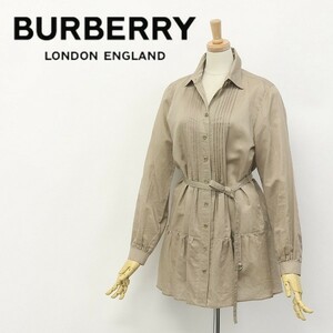  прекрасный товар *BURBERRY LONDON/ Burberry London вместе текстильный ремень есть хлопок &linemb Zam рубашка с длинным рукавом туника бежевый 38 внутренний стандартный товар 