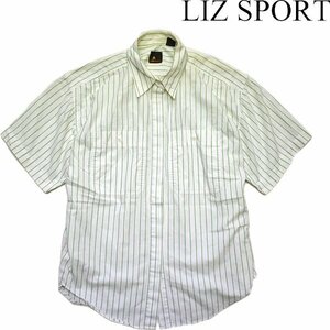 1点物◆リズクレイボーンLIZ SPORT半袖ストライプシャツUSA古着メンズレディースOKアメカジブランド90sストリート/スポーツMixレトロ993934