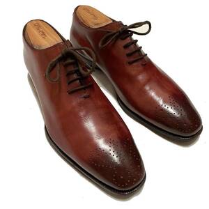MAXVERRE マックスヴェッレ ホールカットレザーシューズ メダリオン短靴 5.5(24.5cm程度) メンズ 革靴 ブラウン ビジネスシューズ 茶靴