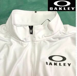◆新品 正規品【日本Lサイズ】白ホワイト オークリー（OAKLEY）Enhance 半袖 ゴルフ モックネック ハーフジップ ポロ シャツ