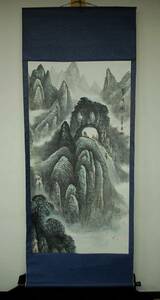 Art hand Auction Большая китайская пейзажная картина Восхождение на Луну GG29M, произведение искусства, рисование, Живопись тушью