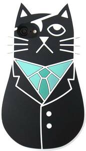  last special price one coin 500 jpy SALE mafia cat iPhone6/6s case silicon case cat Kuroneko black 