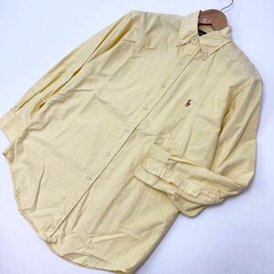 ラルフローレン ☆ RALPH LAUREN 90's ボタンダウン オックスフォード 長袖シャツ イエロー 14.5-32 着回し◎ アメカジ トラッド■S175