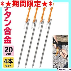 ★期間限定★ チタンペグ 4本セット ゴムロープ付き ちたんぺぐ M-STYL キャンプ チタン ペグ テント用 20cm 13