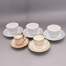 ■ NORITAKE ノリタケ 洋食器 5点セット まとめ売り fine porcelain 等 ティーカップ&ソーサー コップ 小皿 食器 ブルー ピンク 中古_画像1