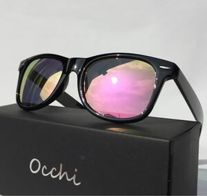 新品 OCCHI 偏光サングラス 偏光レンズUV400 軽量 ピンクミラー