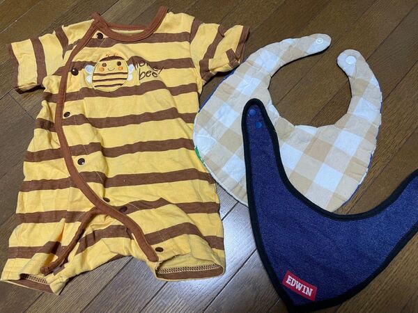 60〜70cm ロンパース 半袖ロンパース 新生児 ベビー服 スタイ2点おまけ