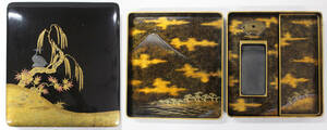  rare Edo middle period inkstone case lacqering lacquer ware 