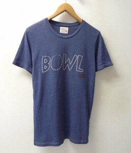 ◆wilson ウィルソン USA製 BOWLプリント クルーネック Tシャツ ネイビー サイズ38