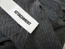 ◆ATTACHMENT アタッチメント ジャガード ボーダー テレコ　７分袖 Tシャツ カットソー グレー サイズ1_画像3