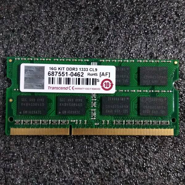 【中古】DDR3 SODIMM 8GB(8GB1枚) Transcend JM1333KSH-16GK [DDR3-1333 PC3-10600 1.5V]