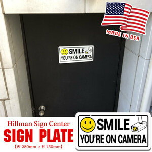 看板 アメリカンサイン MADE IN USA Smile-Security Camera Sign