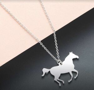  horse riding horse Silhouette necklace silver new goods 