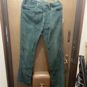 80s【519-1532】levi's 519 CORDS グリーン 緑 コーズ コーデュロイ パンツ ライトブルー W36 リーバイス