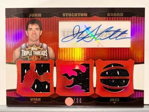 初期激レア/36 Auto Jersey 07 Topps John Stockton ジョン・ストックトン NBA サイン ユニフォーム Panini Utah Jazz ユタ ジャズ HOF