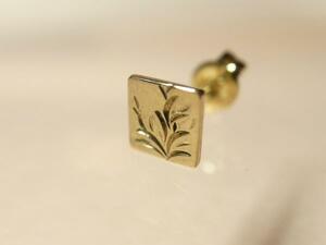  re-arrival!... no stylish. Trend. K18 gold Gold stud earrings | square handmade hand carving hand made original tsl925