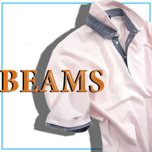 新品 ビームス 【英国チェック ダブルカラー】 鹿の子 ポロシャツ ピンク グレンチェック L ★322962 BEAMS HEART