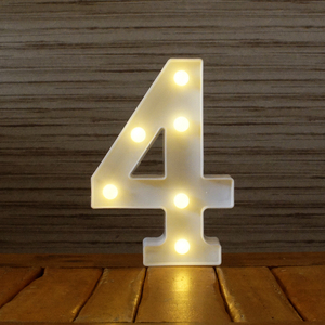 マーキーサイン ナンバー ( 4 ) LED ライト ランプ 数字 記号 文字 電池式 照明 飾り 光 装飾 誕生日 結婚式 パーティー 看板 サプライズ