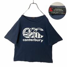 グッドデザイン！CANTERBURY OF NEWZEALANDカンタベリーオブニュージーランド でかロゴTシャツ ネイビー Lサイズ_画像1