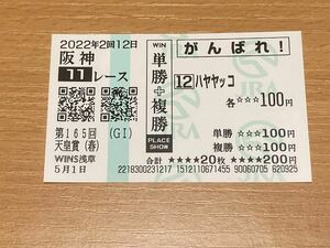 ハヤヤッコ G1初出走 紙馬券 第165回天皇賞(春) G1 がんばれ 応援馬券 送料込