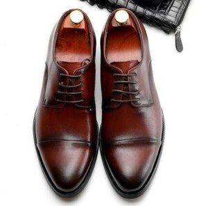 【25.5cm】QD41-22B新品メンズ 本革 ビジネスシューズ 外羽根 ドレスシューズ ストレートチップ 高級紳士靴