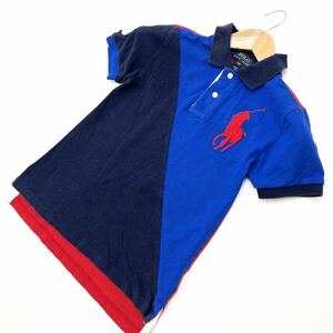 ポロラルフローレン ☆ Polo Ralph Lauren キッズ 8歳 S クレイジーパターン 半袖 ポロシャツ ビッグポロ ネイビー レッド ブルー■DG210