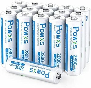 ■単三電池16本■ POWXS 単三電池 充電式 ニッケル水素電池 2800mAh 約1500回使用可能 ケース付き16本入り 液漏れ防止 充電池単3 電池充電