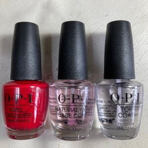 3本セット OPIベースコート&トップコート&赤ポリN25 ネイル検定指定色 新品未使用未開封