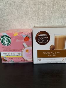 ネスカフェ NDG ドルチェグスト 専用カプセル カフェオレ 16杯分×1箱 スターバックスサクラストロベリーラテ 1箱分