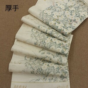 袋帯 西陣織 正絹 白色 厚手生地 リメイク ハンドメイド