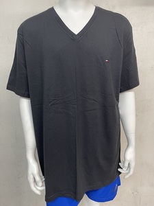 ts-09T3140-Bk-XL TOMMY HILFIGER 半袖Ｔシャツ Vネック ワンポイント トップス USサイズ ブラック XL