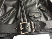 即決　極美品　200万円以上　CHROME HEARTS　クロムハーツ　JJ DEAN　スペシャルカスタム　レザーライダース☆S　ブラック　インヴォイス付_画像4