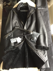  prompt decision as good as new GIORGIO ARMANIjoru geo Armani 2019-2020AW table leather mouton long coat *46 size black 