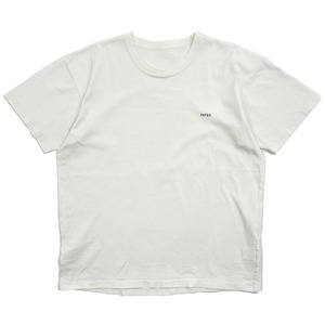 Papas パパス ワンポイント刺繍 シンプル 半袖Tシャツ カットソー L 白 ホワイト 日本製