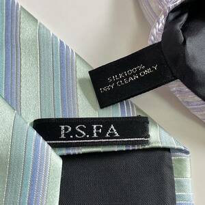 P.S.FA（Perfect Suit FActory）パーフェクトスーツ ファクトリー. グリーンブルーストライプネクタイ