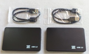 HDD外付けケース 黒 2.5インチ用 USB3.0 SATA プラグアンドプレイ 2個セット