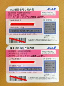 （送料無料）ANA 全日空　株主優待券（最新）　2023年5月31日までに搭乗　２枚　番号通知対応可