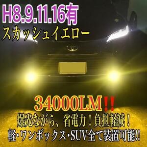 新登場34000LMフォグランLED外車対応スカッシュイエローH11c