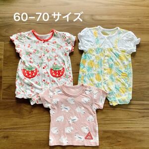 70サイズ夏物ベビー服3点セット　西松屋　パジャマ　ロンパースカバーオール ショートオール