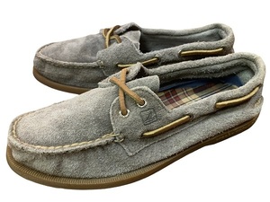 良品 レア SPERRY TOP SIDER スペリー トップサイダー スエードデッキシューズ 灰色 グレー 26cm US8M ボートシューズ オールド 革靴