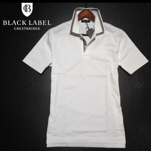 新品　ブラックレーベル クレストブリッジ　半袖ポロシャツ　前立CBストライプ　ホワイト　(L)　BLACK LABEL CRESTBRIDGE