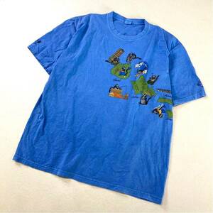 USA cyazy shirt クリバンキャット ハワイ8島 オールオーバーデザイン 半袖 tシャツ メンズ XLサイズ ブルー