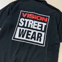 極美品 VISION STREET WEAR ビジョンストリートウエア ビッグロゴ オープンカラーシャツ メンズ Lサイズ ブラック 半袖_画像4